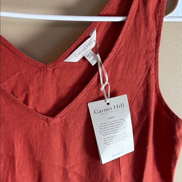 Garnet Hill Rust Flax Linen Drop waist Sun Dress NWT - Picture 3 of 8